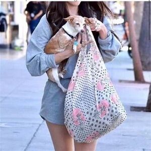 🆕 Free People Pink Floral Polka Dot Reusable Tote Bag